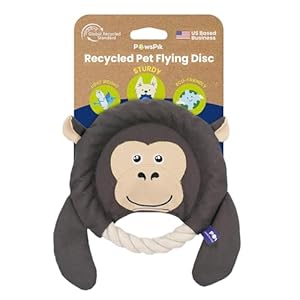 Flying Disc Tug-of-War Toy, Eco-Friendly Recycled Material, Squeaker Toy for Medium and Large Dogs, for Throwing & Fetching 8.5″ Diameter (Adventurous Ape)