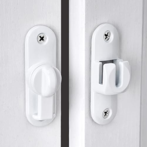 Image of INIRET 6 Packs White Barn Door Latches,90 /180 Degree Gate Lock,Flip Gate Latches Hardware,Zinc Alloy Right Angle Door Lock Latch,Door Security Sliding Door Latch Lock for Cabinets,Bathroom