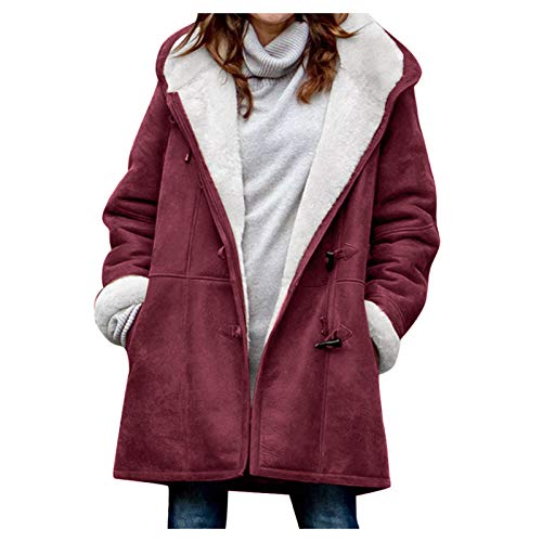 hjinlinw Wintermantel Damen Warm Zip Jacke Mit Kapuze Winter Langarm Pullover Damen üBergangsjacke Trenchcoat Cardigan Windjacke Übergangsjacke Übergangsparka Funktionsjacke