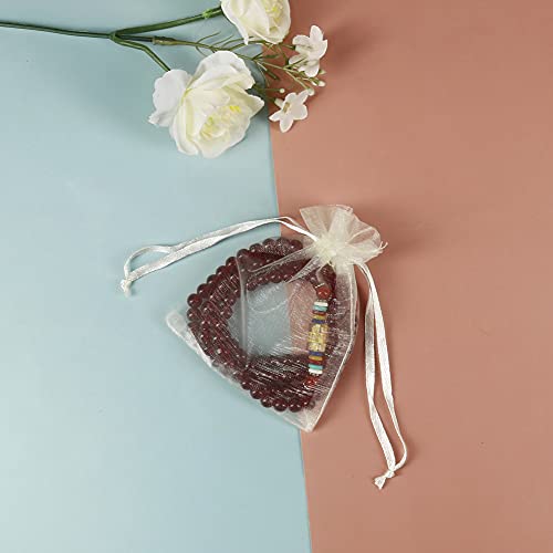 Image of HRX Package 100pcs Little Organza Bags 3 x 4 inch, Pastel Yellow Mesh Bags Drawstring Pouches for Jewelry Bracelets Candy Party Favor Small Gift