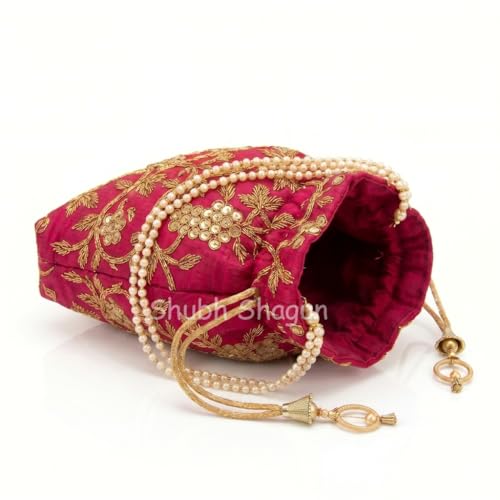Image of Woman's Silk Hand Work Handbag Potli Bag