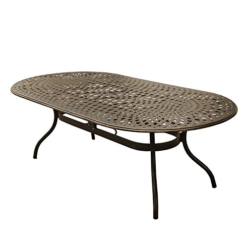 Image of Oakland Living Contemporary Modern Outdoor Mesh Lattice Aluminum 95 inch Bronze Oval Dining Set with Eight Arm Chairs