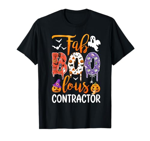 Fab Boo Lous Contractor Boo Fantasma Zucca Halloween Maglietta