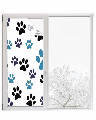 Película para ventana con privacidad y patas de perro miniatura 1