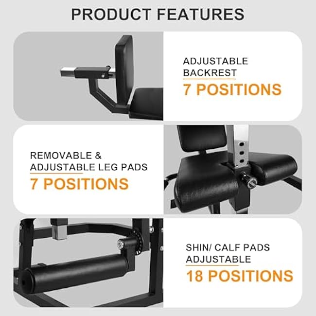 Leg Extension and Curl Machine, Adjustable Plate Loaded Lower Body Special Leg Machine with Squat Rack, Exercise Leg Muscles, Hamstring Curl Machine