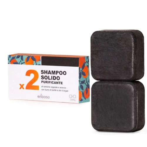 Enooso - Champú Sólido Cabello Graso | Purificante y Nutritivo con Carbón Vegetal y Aloe Vera | sin sulfatos ni siliconas - 100% Vegano Orgánico Ecológico