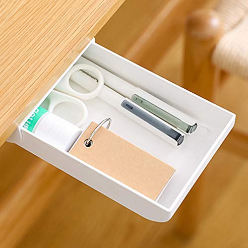 4-Pack ?Under Table Storage Drawer, Pop-Up Student Storage Hidden Desktop Drawer Tray, Stationery Pencil Storage Drawer Organizer for Office/School/Kitchen