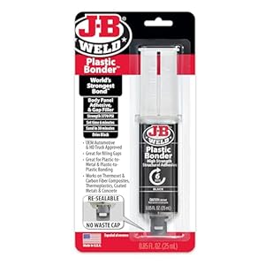 J-B Weld 50139 Plastic Bonder Body Panel Adhesive and Gap Filler Syringe – Black – 25 ml