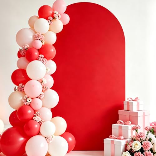Chesjin Red Arch Cover 7.2FT Spandex Stretchy Wedding Balloon Arch Backdrop Cover for Birthday Party Christmas New Year Valentines Day Baby Shower Photo Booth Ceremony Decoration