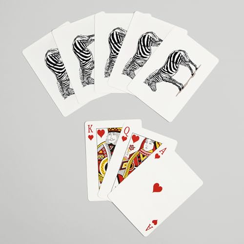 Lantern Press Zebra 52 cartas para póker tamaño estándar miniatura 7