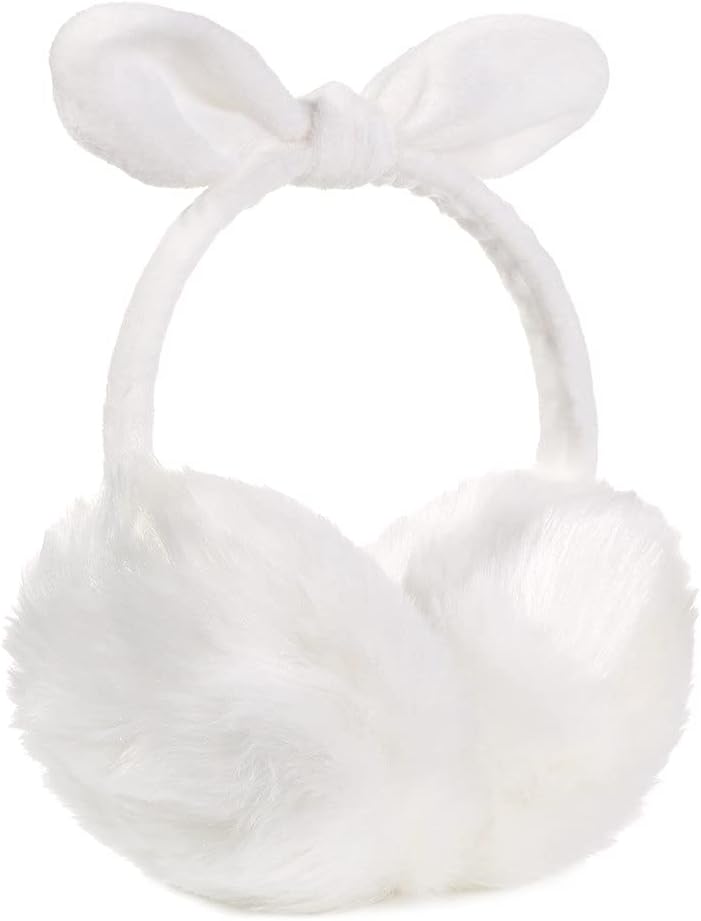 HLDETH Women Winter Warm Earmuffs Bowknot Fluffy Earflap Thick Headband Outdoor Cold Protection Adjustable Ear Warmers (Color : B, Size : One Size) : Clothing, Shoes & Jewelry