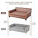 BingoPaw Hundesofa XXL für Große Hunde: Luxus Hundecouch aus atmungsaktivem wasserdichtem Leder - Mordern Haustiersofa mit Rückenlehne orthopädisches Hundekissen und Holzbeinen - Braun 120x74x40cm