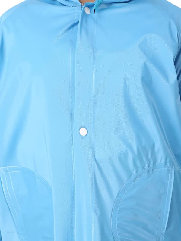 Tricky Shopper™ Kids Plain Hooded Raincoat with School Bag & Side Pocket | Rain Fighter I Rain Coat for Boy's I Girl's with Carrying Pouch Sky Blue Color 11-12 Year 4