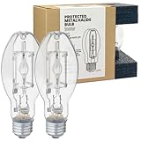 GRUOTVSZAK Protected MP100/U/MED 100 Watt Metal Halide EDX17, Medium Base(E26), Dusk to Dawn Bulb, 4000K, 9200 Lumen, ANSI Code M90 Clear Bulb 2 Pack