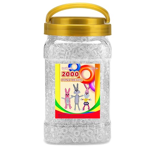 Iooleem Pony Beads(2000pcs Clear Glitter Pony Beads) Beads for Bracelets Making Beads for Crafts Beading Supplies Friendship Bracelets Making.