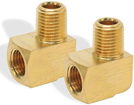 2X Solid Brass Street Pipe 90 Degree Elbow 3/8 Inch Male Female NPT Air Fuel Water