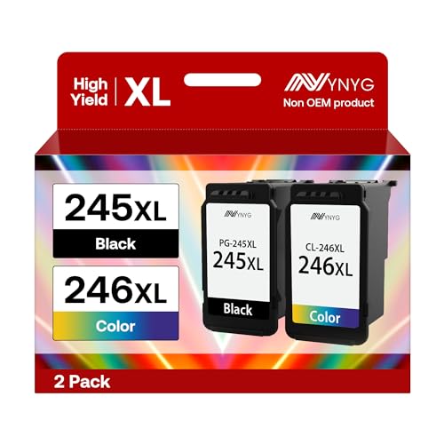 NYNYG - 245XL 246XL Combo Pack Compatible for Canon Ink 245 246 PG-245XL CL-246XL Work with Canon Pixma TS3120 MG2520 MX492 TR4520 TS202 MG2525 MG3022 MG2522 MG2922 MG2420 Remanufactured (Black, Tri-Color)