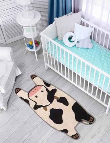 Image of FANSSMILE Cow Bathroom Rug,Cow Bath mat, Bedroom Bathtub Shower Room Mat,Kid Rug,Kitchen Kid Room Decor,Non-Slip Water-Absorbent,Machine Washable