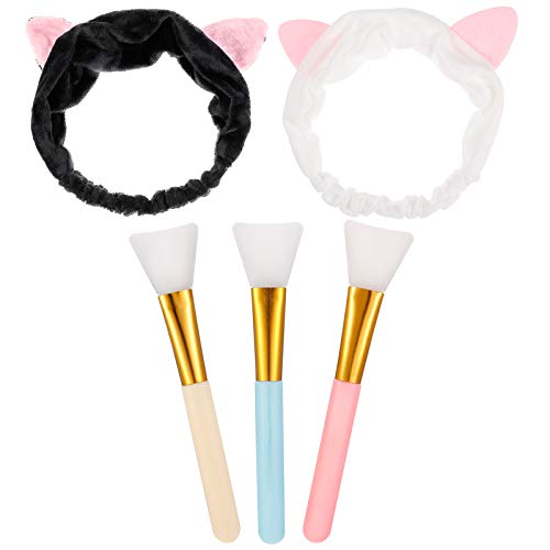 AKlamater Maskenpinsel Silikon mit Haarbänd Haarloser Gesichtsmask Pinsel Set,Kosmetik Make-up Gesicht Bürste für Gesichtsmasken,Augenmasken Cover