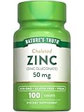Nature's Truth Chelated Zinc 50mg | 100 Tablets | Essential Mineral Supplement | from Zinc Gluconate | Vegetarian, Non-GMO & Gluten Free