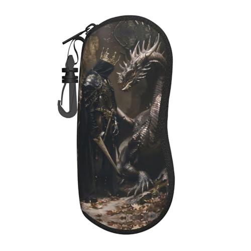 TZTTZT - Funda para anteojos de sol medievales de caballero y dragón, funda de lectura con gancho, funda de neopreno suave y ligera con cierre para mujeres y hombres