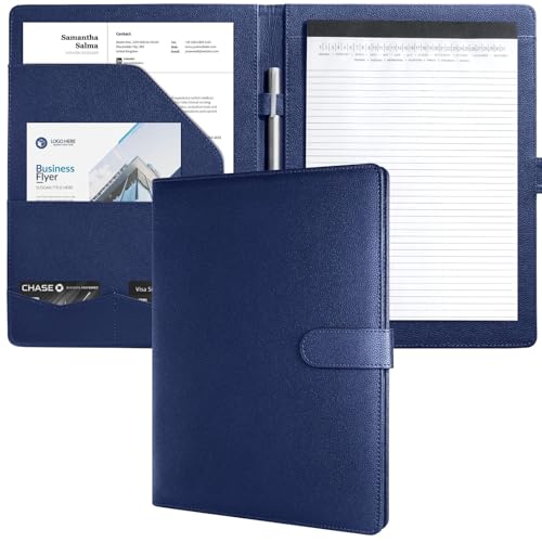 Image of Mymazn Padfolio, Portfolio Folder, Legal Pad Holder, Resume Folder | Faux Leather Binder with Document Organizer, Business Card Holder, Letter-Size Notepad for Interview, Men & Women
