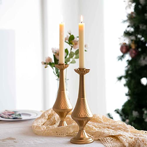 Gold Candlestick Holder (Set Of 2), Metal Rhombus Candle Holder Fish Scale Pattern Decor, Rustic Decor, Candle Holder For Living Room, Bathroom, Dining Room Decor #TOP24