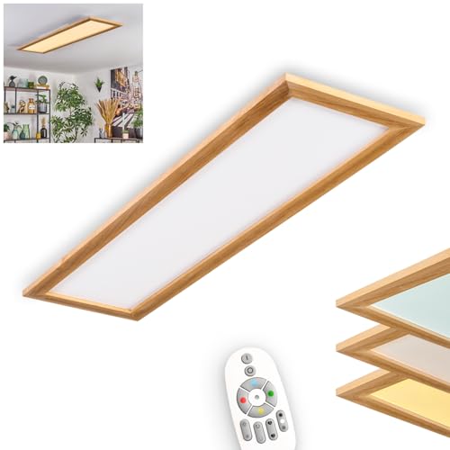 HOFSTEIN LED Deckenpanel Belan, dimmbare Deckenleuchte aus Metall/Holz/Kunststoff in Weiß/Natur, 37W, 3900L, 2700-6500 K, CCT einstellbar, Smart Home/App/Fernbedienung, Wohnzimmer, Schlafzimmer, Küche HOFSTEIN LED Deckenpanel Belan, dimmbare Deckenleuchte aus Metall/Holz/Kunststoff in Weiß/Natur, 37W, 3900L, 2700-6500 K, CCT einstellbar, Smart Home/App/Fernbedienung, Wohnzimmer, Schlafzimmer, Küche