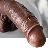 Sex Toy 10 Inch Realistic Big Black Dildo, Lifelike Huge Curved Dildo for G Spot and Anal Play with Powerful Suction Cup, Dual Density Silicone Black Sex Toys for Men and Women