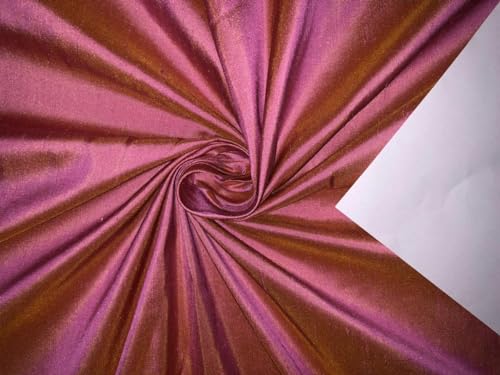 Tissu Dupioni 100% pure soie rose et or 137cm pour haute couture