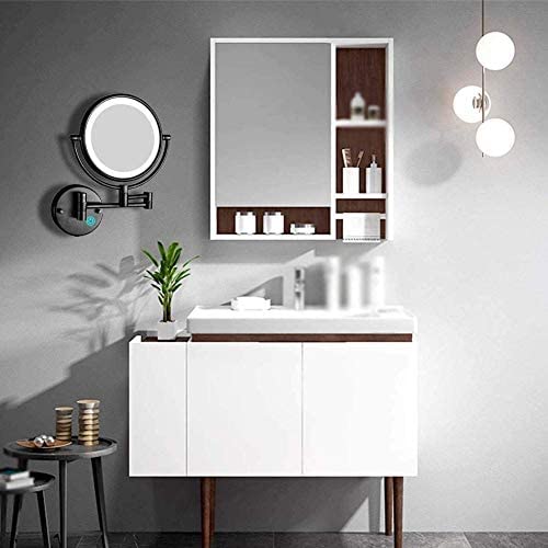 Espejo de tocador de maquillaje iluminado montado en la pared, espejo de maquillaje de baño con aumento 1X/10X de doble cara de 8 pulgadas, atenuación táctil de pantalla, espejo de afeitar cosmét