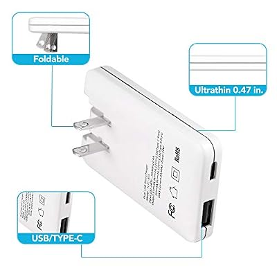 TOP-UP Flat USB Wall Charger 18W PD Ultra Slim Dual Port USB-C & USB-A Fast Charging Adapter for iPhone 17/16/15/14/13/12 Pro Max/Air, iPad, AirPods, Samsung Galaxy S24/S23, Google Pixel, More