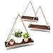 Happy Magnolia 17" Reclaimed Wood Hanging Swing Rope Floating Shelves Rustic Wall Decor, Set of 3