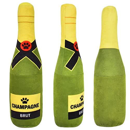 Zimoer Hundespielzeug Quietschend Plüsch Quietschspielzeug Hund Gefüllte Champagner Flasche 22 cm Quietschendes Spielzeug für Welpen, Kleine und Mittlere Hunde, Haustiere