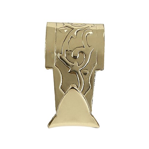 Image of Set of 6 - Solid Brass Picture Rail Hooks - 1 5 /8 inch x 1 1 /16 inch - Polished Lacquered Finish, Heavy Duty Molding Hooks - Tool-Free Installation for Frame Hanging