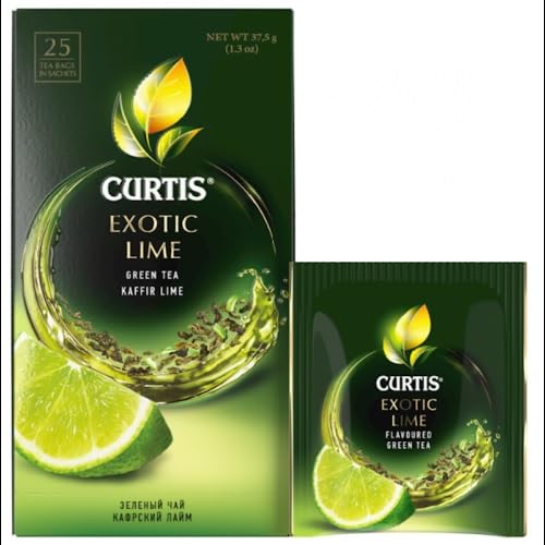 Generic Curtis Exotic Lime, Green Tea with Kafrim Lime - Сlassic Collection Green Tea Finely Selected Speciality Tea 25 Double Chamber Teabags With Tags in Sachets