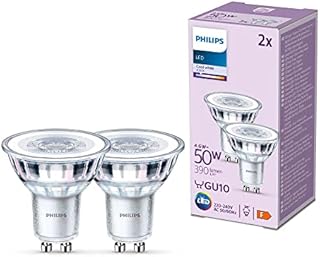 Philips LED Classic Spot Light Bulb 2 Pack [Cool White 4000K - GU10] 50W, Non Dimmable. for Home Indoor Lighting