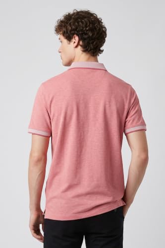 Image of Peter England Men's Premium Branded Regular Fit Half Sleeve Polo T-Shirt | Cotton Rich | Birds Eye Interlock Weave| No Pocket