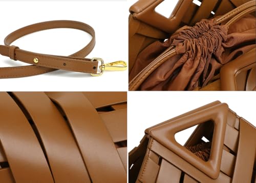 Vegan Leather Clutch Purses for Women Woven Small Crossbody Shoulder Bag Cute Top Handle Handbags Satchels 20254