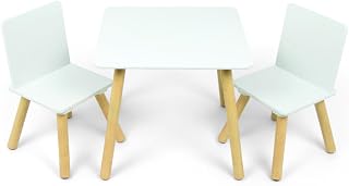 ARDITEX - Set de Mesa y 2 Sillas Infantiles de Madera - 50x50x44 cm y 26,5x26,5x50 cm - Ideal para Jugar, Pintar y Hacer Manualidades - Diseño Infantil Minimalista en Color Blanco
