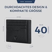 VON HEESEN Echtleder RFID Kartenetui aus Nappa-Leder - 9 Fächer - Querformat Kreditkartenetui für Damen & Herren (Schwarz) – Ansicht 6