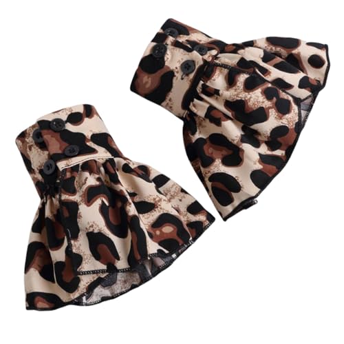 Mrotrida Women's Detachable Leopard Cuffs Sleeves Fashion Ruffles Fake Cuffs Gloves Decorative 1Pair