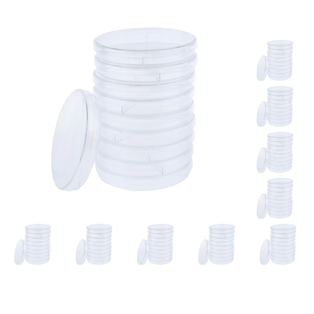 Juego de 10 placas de Petri de plástico estéril para cultivo de tejidos celulares y tapa de 90 mm, 2 rejillas