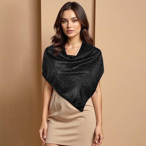Lusofie Rhinestone Head Scarf For Women Black Head Scarf Sparkly Rhinestone Bandana Glitter Hair Wrap Scarfs 90s Square Bag Scarves4