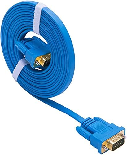 DTech 15 Pin VGA Cable Ultra Slim Male to Male 1080p High Resolution Extension Cable Cord for PC Computer Monitor Projector Laptop (Blue,5m)