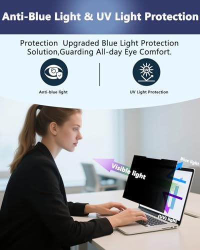 Image of Magnetic Laptop Privacy Screen for 15.6 Inch 16:9 Aspect Ratio | Screen Size is 13.60 in Wide and 7.65 in High, Removable, Anti Glare, Anti Blue light,Compatible With HP Dell Lenovo Thinkpad