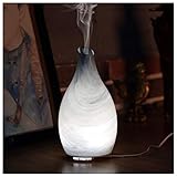 Ellestfun Essential Oil Diffuser 120ml, Handmade Glass Art Cloud Pattern,Ultrasonic Aromatherapy Diffuser with Intermittent Setting, Soft and Bright Night Light, Cool Mist Humidifier for Home