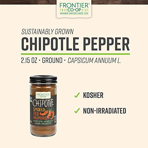 Frontier Co-op Ground Chipotle, 2.15 Ounce, Dried, Smoked Peppers, Rich Aroma, Smokey & Earthy For Southwest & Mexican Foods