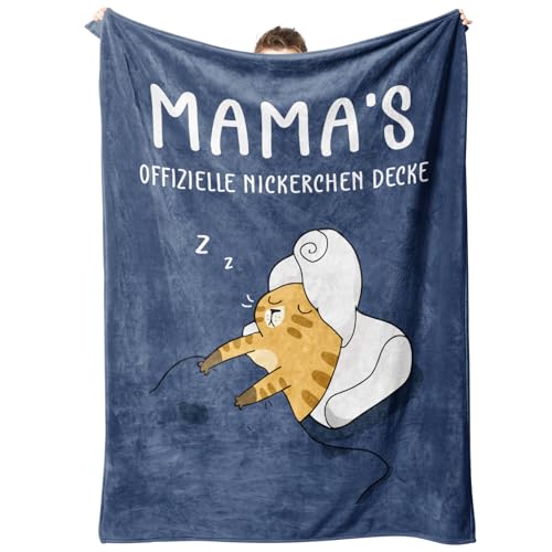 Juratar Geschenke für Mama – Lustige Kuscheldecke für Mama in besonders weicher Qualität – Geburtstagsgeschenk für Mama, Muttertagsgeschenk 157 × 132 cm (Dunkelblau)