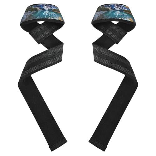 Nander Rizhao Jinshan Landscape Wrist Straps for Weightlifting,Lifting Straps with Neoprene Cushioned Wrist Padded and Anti-Skid Silicone for Strength Training,Bodybuilding,Deadlifting